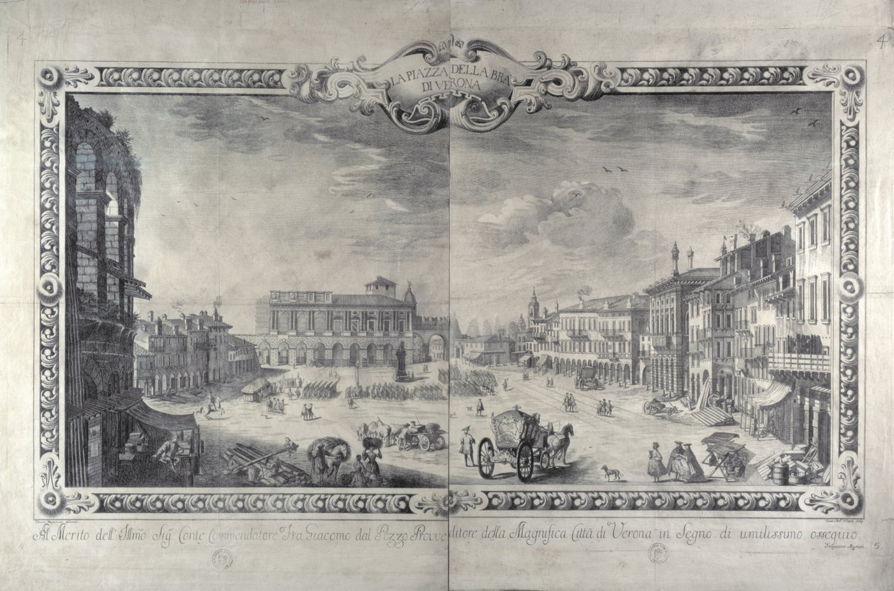 Piazza della Bra, Verona, gravert av Gianantonio Urbani, ca. 1700 av Tiberio Majeroni