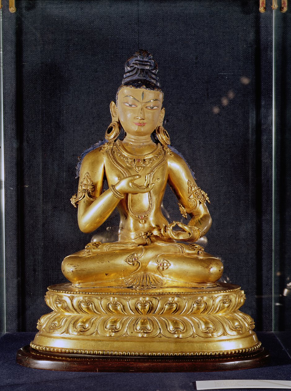 Adibuddha Vajrasattva sittende i meditasjon, 1400-1500-tallet (forgylt bronse) av Tibetan School