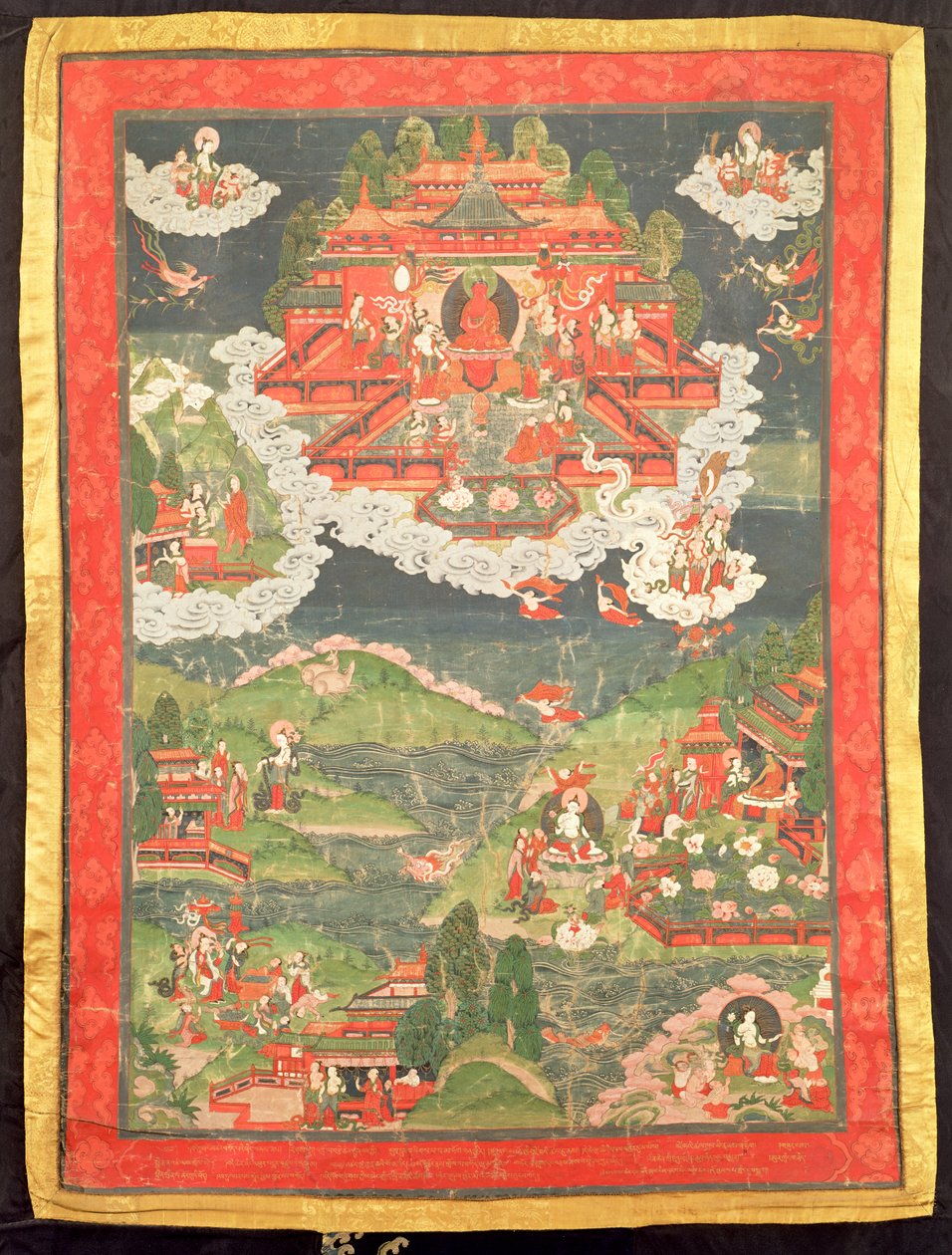 Thangka of the Paradise of Amitabha (malt silke) av Tibetan School