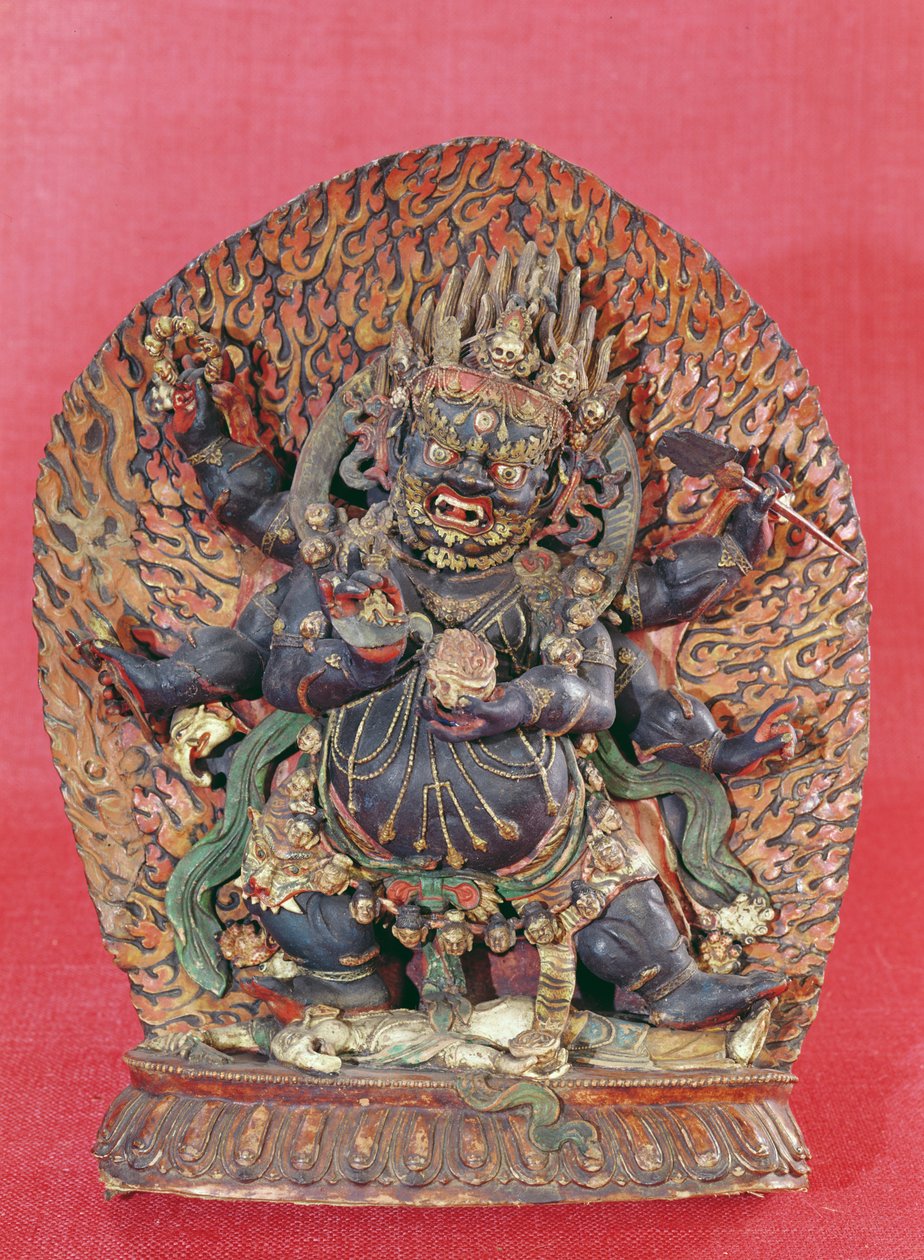 Figur av Mahakala (ibenholt, menneskelig benaske og leire) av Tibetan School