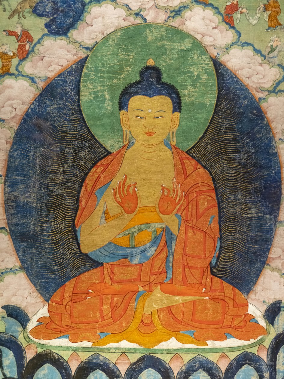 Buddha og Three Jarkata: Mahakapi, Ruru, Shabhmig av Tibetan School