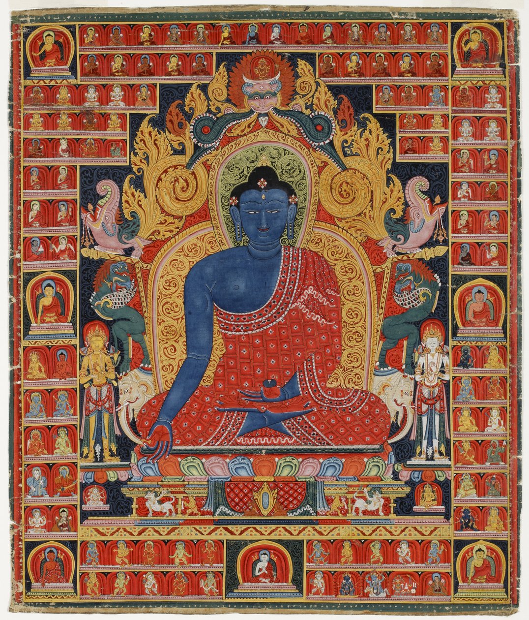 Buddha, den øverste helbreder (ugjennomsiktig wc på bomull) av Tibetan School