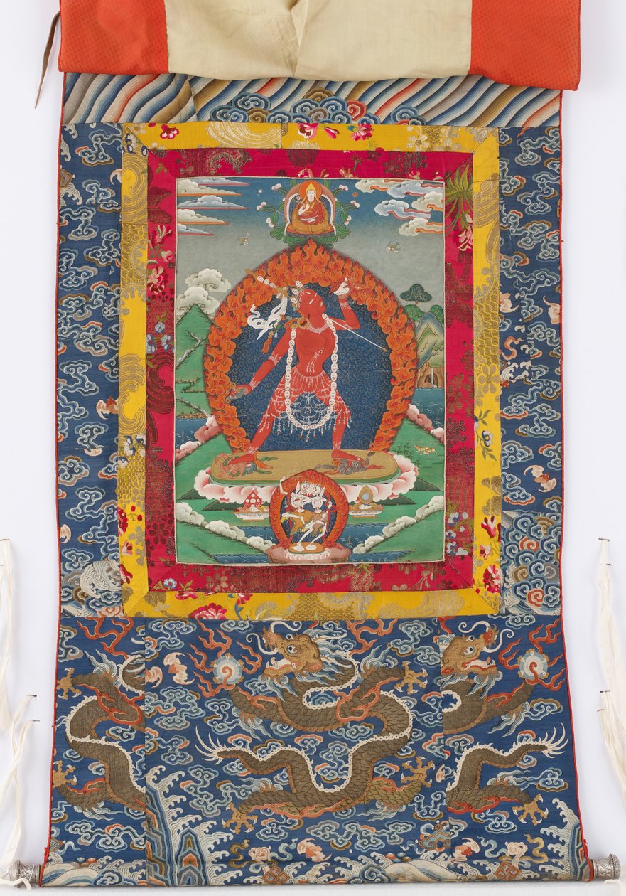 Dakini, maleri fra 1800-tallet, tekstilkanter fra 1800- og 1700-tallet av Tibetan School