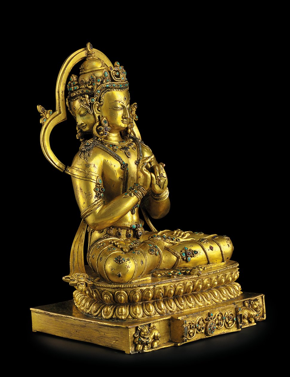 Figur av Vairochana, Densatil (forgylt bronse) (se også 876882-4) av Tibetan School