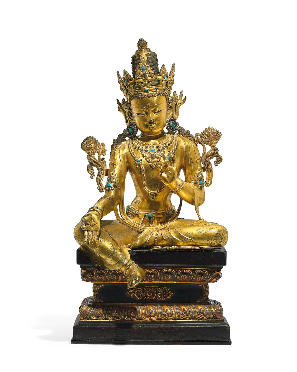 Keiserfigur av Avalokiteshvara (se også 474250 til 474254) (forgylt bronse) av Tibetan School