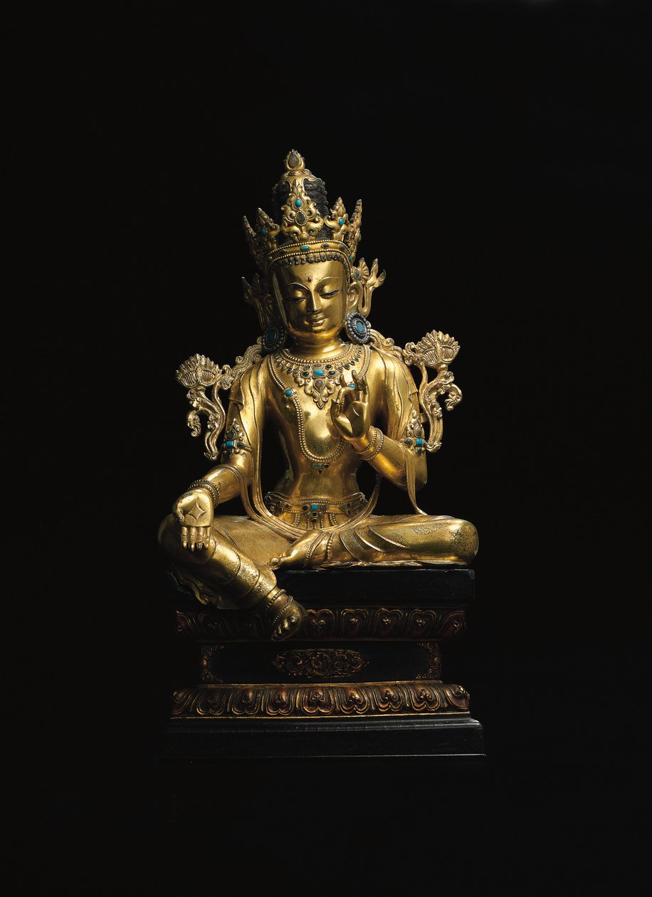 Keiserfigur av Avalokiteshvara (se også 474250 til 474254) (forgylt bronse) av Tibetan School
