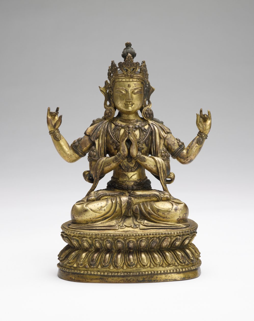 Sukhavati Avalokiteshvara, sent på 1600-tallet – tidlig på 1700-tallet (forgylt kobberlegering) av Tibetan School