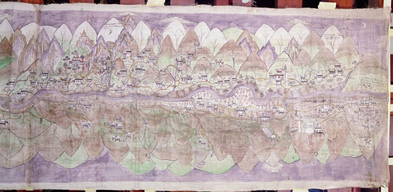 Måneenden av Tsari rongkor (malt stoff) av Tibetan School