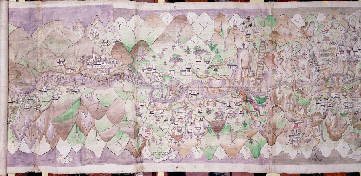 Midtdelen av Tsari rongkor (malt stoff) av Tibetan School