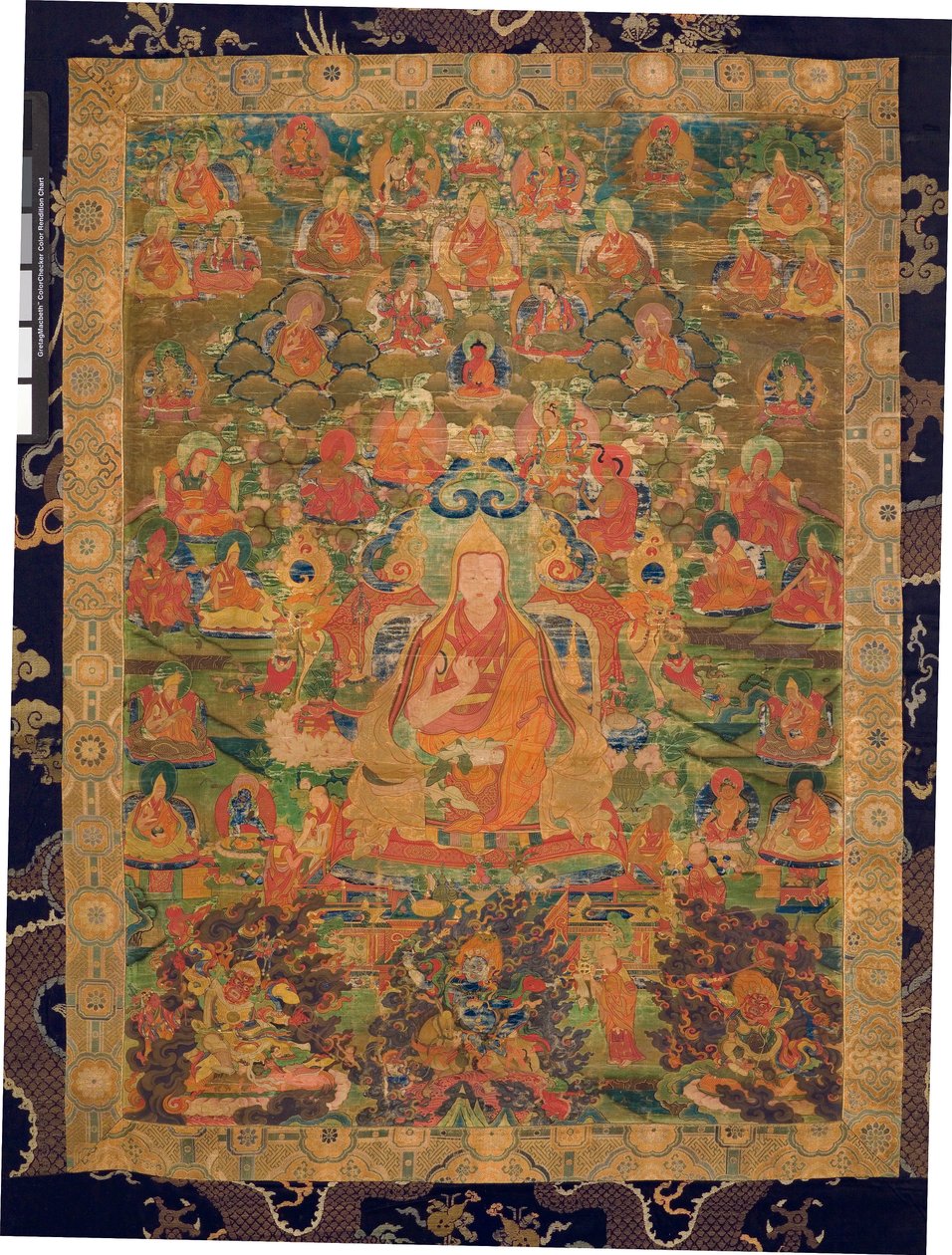 Tredje Panchen Lama Losan Penden Yeshe (gouache på tøy) av Tibetan School