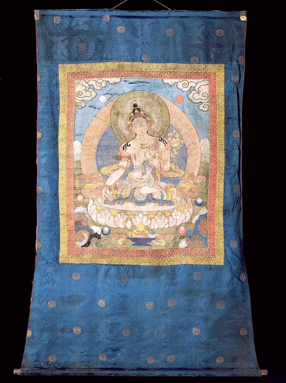 White Tara, fra Bhutan (tekstil) av Tibetan School