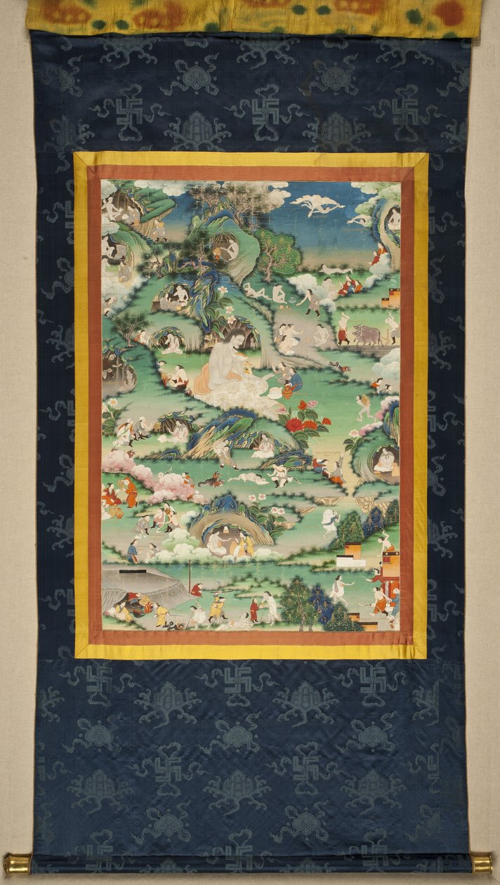 En scene fra livet til Milarepa Thangka, slutten av 1700-tallet. av Tibetan culture