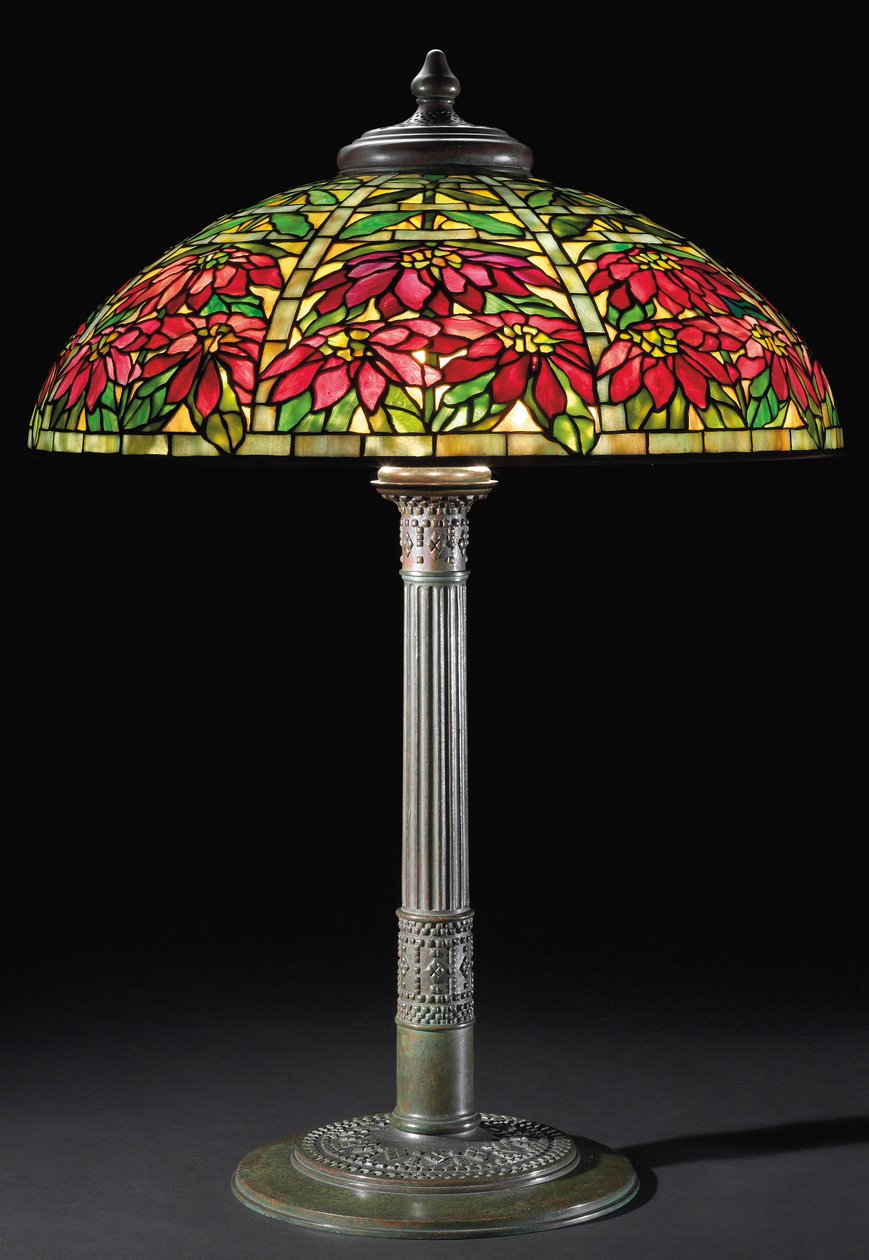 Julestjerne bordlampe, ca. 1910 (blyglass og bronse) av Tiffany and Company