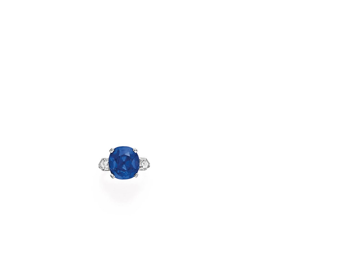 Ring (safir, diamanter og platina) av Tiffany and Company