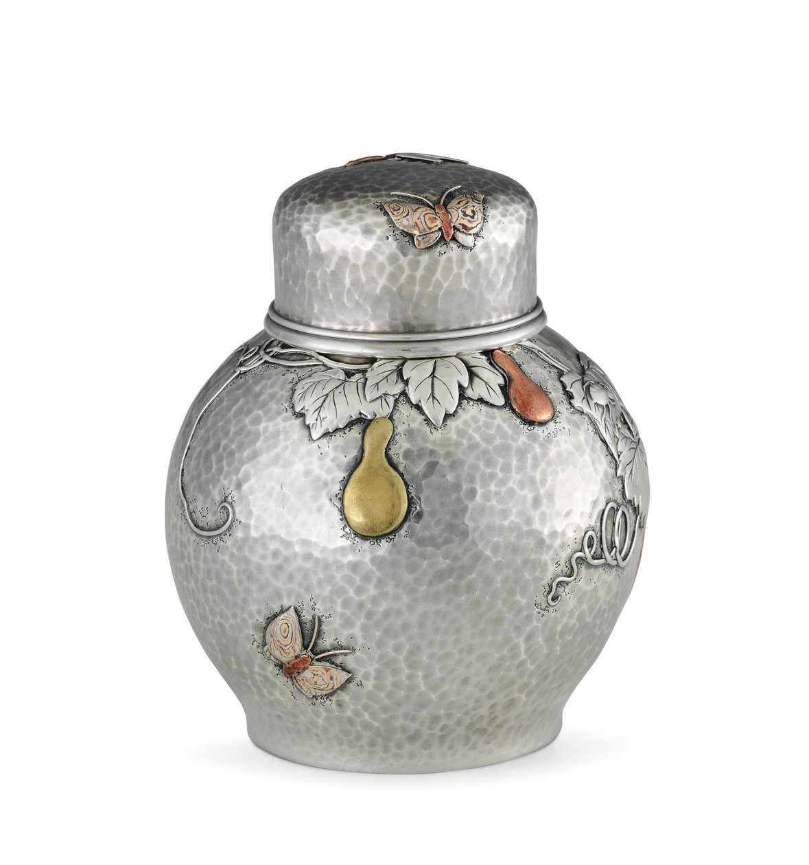 Tea caddy, ca. 1880 (sølv og blandet metall) (se også 703373) av Tiffany and Company