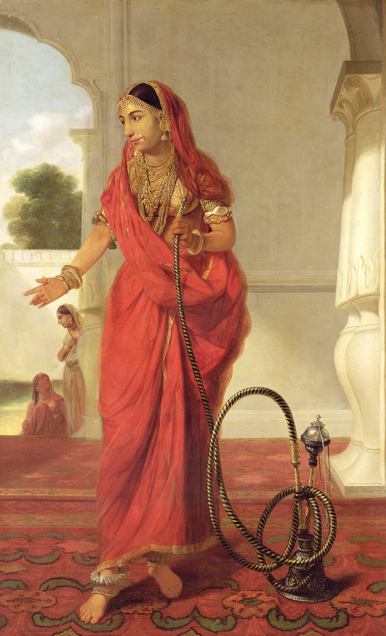 En indisk dansende jente med en vannpipe, 1772 av Tilly Kettle