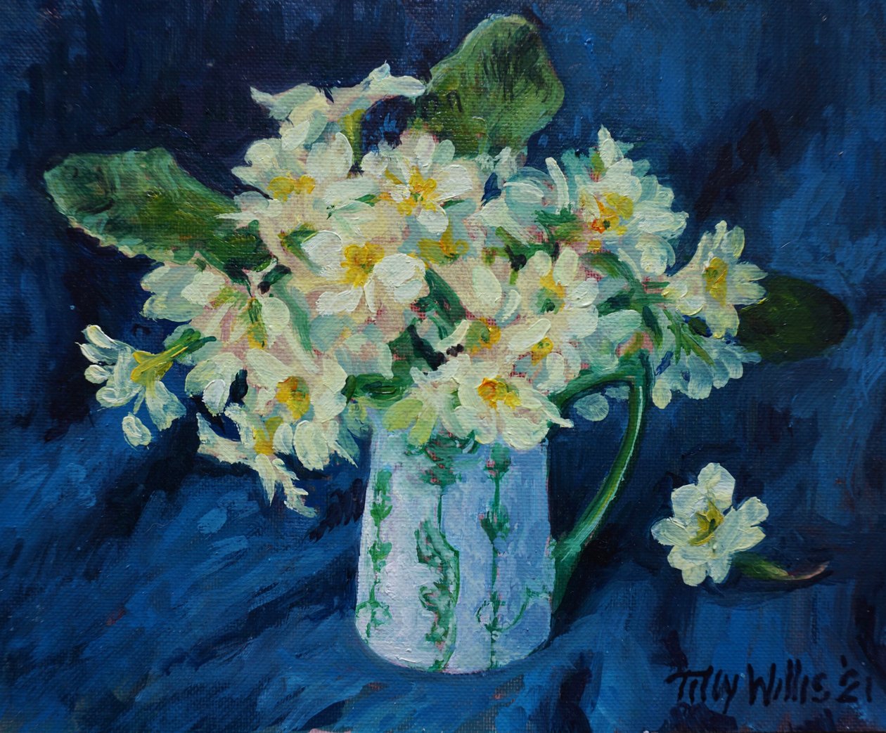 Primroses 2021 (olje) av Tilly Willis