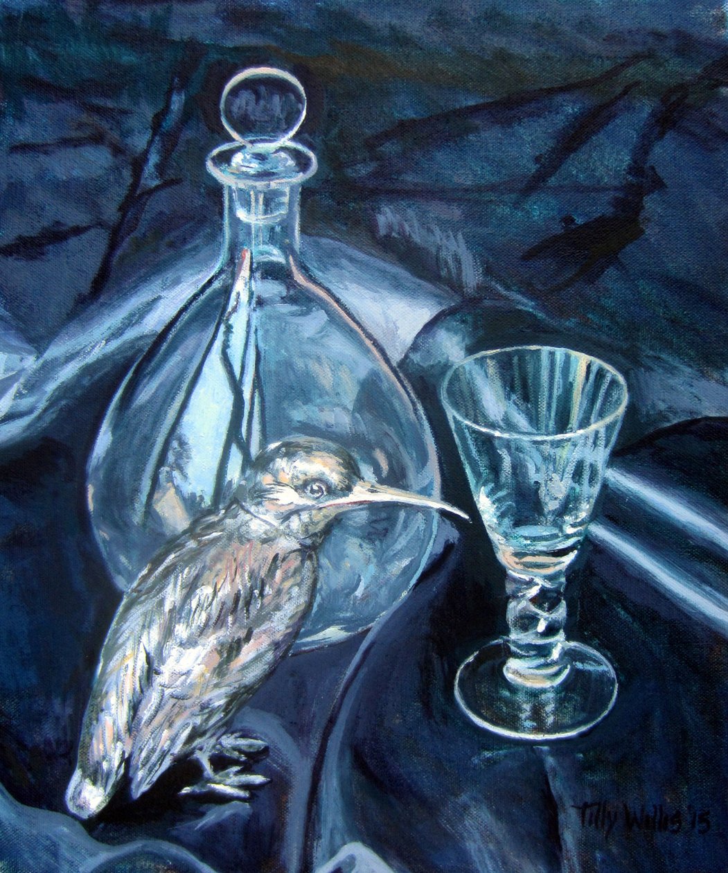 Still Life with Silver Kingfisher 2018 (olje på lerret) av Tilly Willis