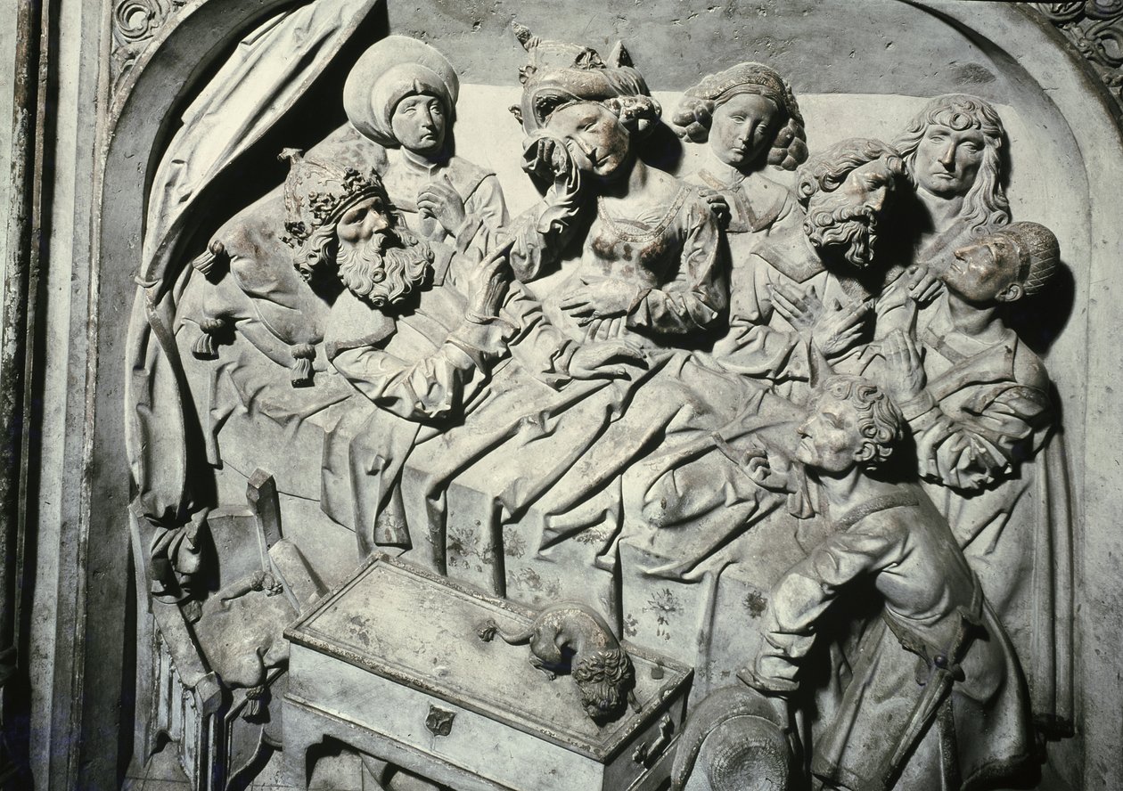 Graven til Henri II 973-1024 og hans kone Kunigunde, detalj om keiserens død, 1499-1513 stein av Tilman Riemenschneider