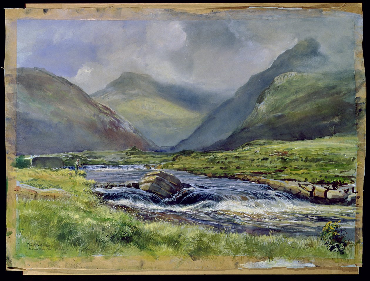 Bundorragha River, Kings and Rock Pools, Co. Mayo, Irland, 1997 (wc på papir) av Tim Scott Bolton