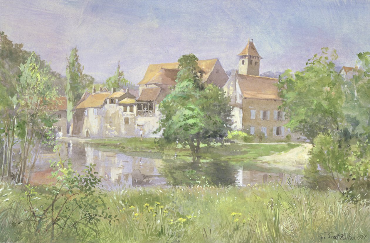 On the River Lot, 1991 (wc) av Tim Scott Bolton