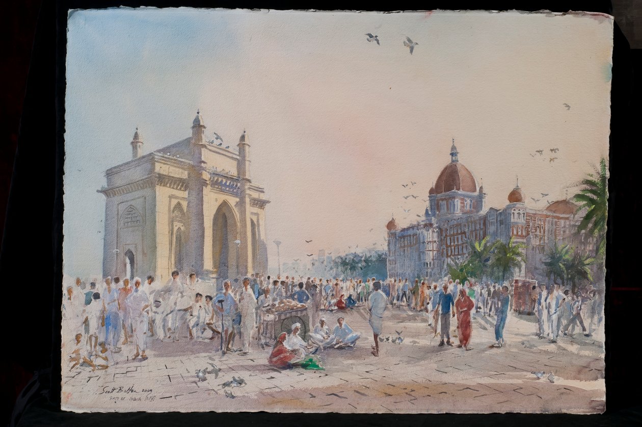 Gate of India, Bombay, 2009 (wc på papir) av Tim Scott Bolton