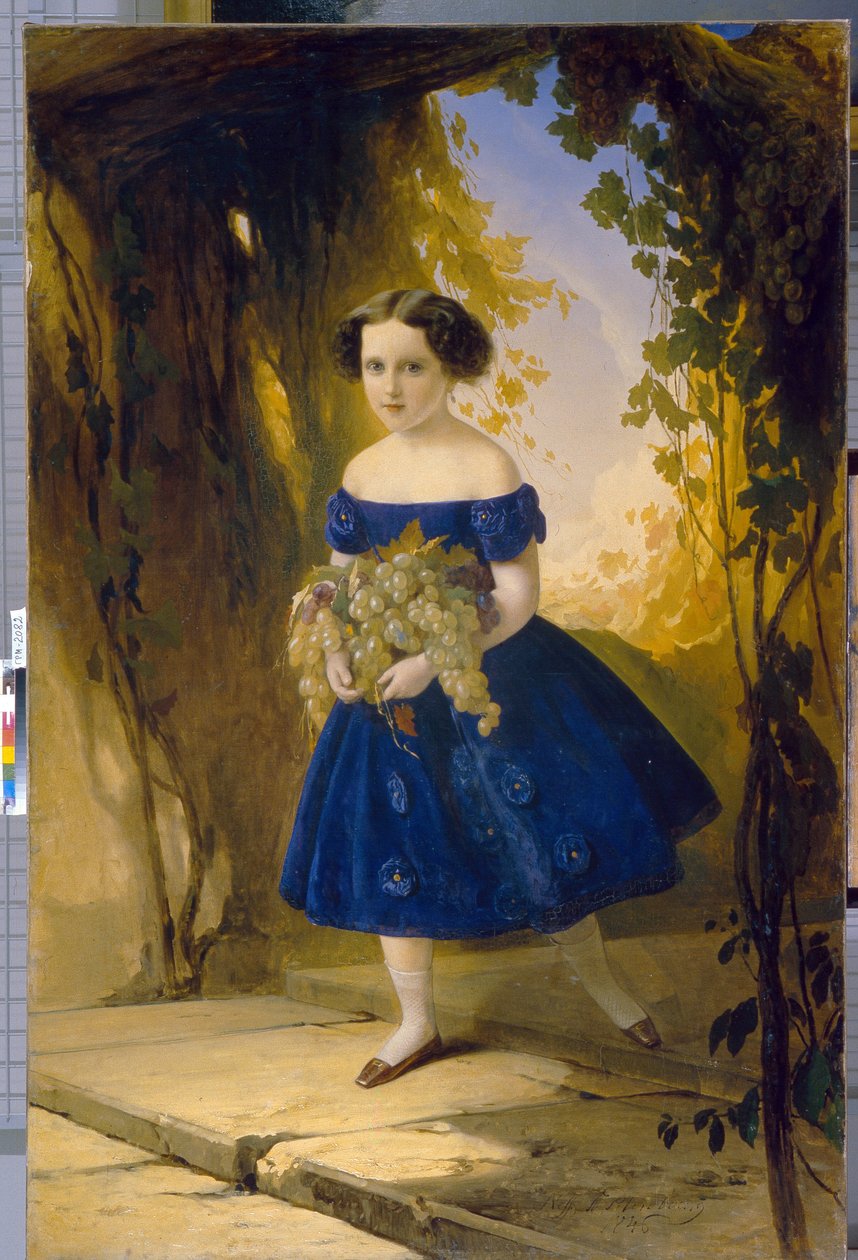 Prinsesse Maria Maximilianovna av Leuchtenberg (1841-1914), barn. Maleri av Timofei Andreyevich Neff (1805-1876), olje på lerret av Timofei Andreyevich Neff