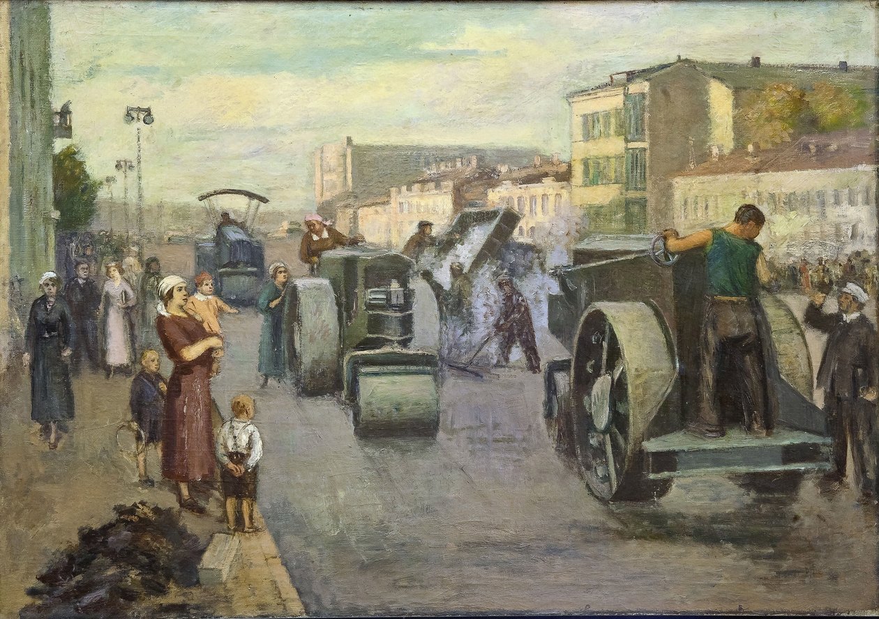 Rekonstruksjonen av Moskva par Pustovalov, Timofei Ermilovich (1891-1944). Olje på lerret, størrelse: 82x115 av Timofei Ermilovich Pustovalov