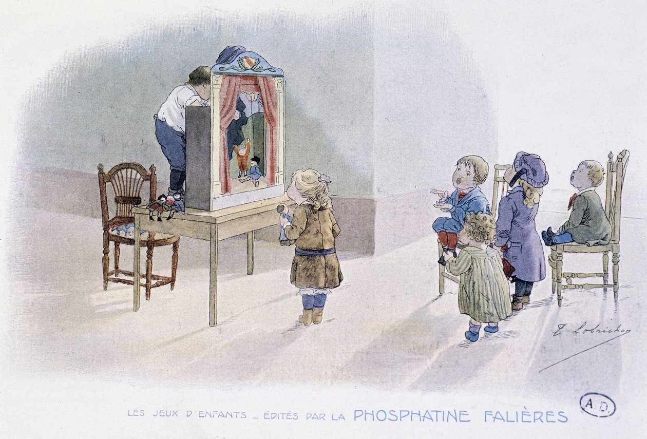 Barneleker: dukker (Guignol?) - dess. de Lobrichon, red. av Phosphatine Falieres, v.1920 av Timoleon Marie Lobrichon