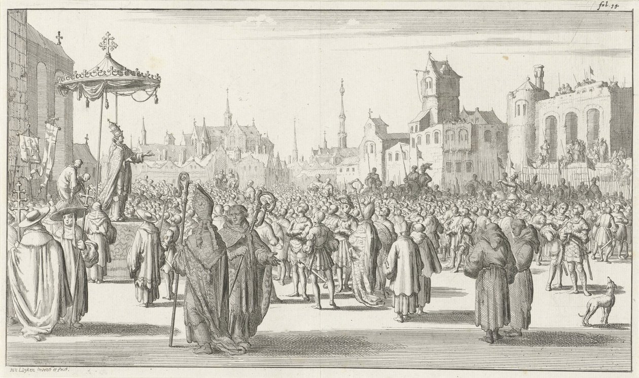 Pave Urban II forkynner det første korstoget, 1683 av Timotheus Ten Hoorn