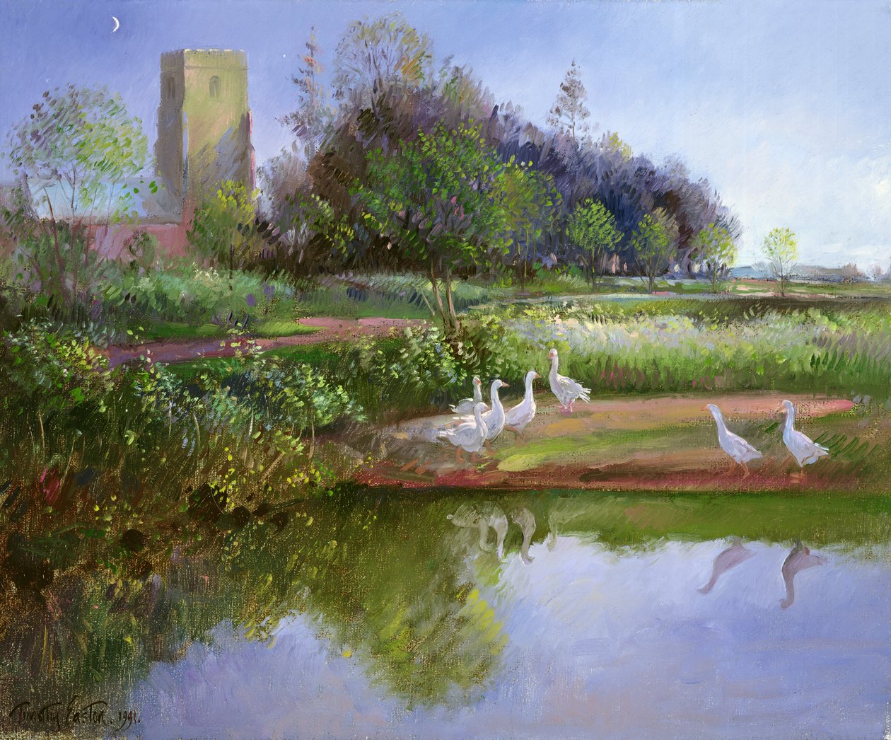 Gjess ved solnedgang, 1991 av Timothy Easton