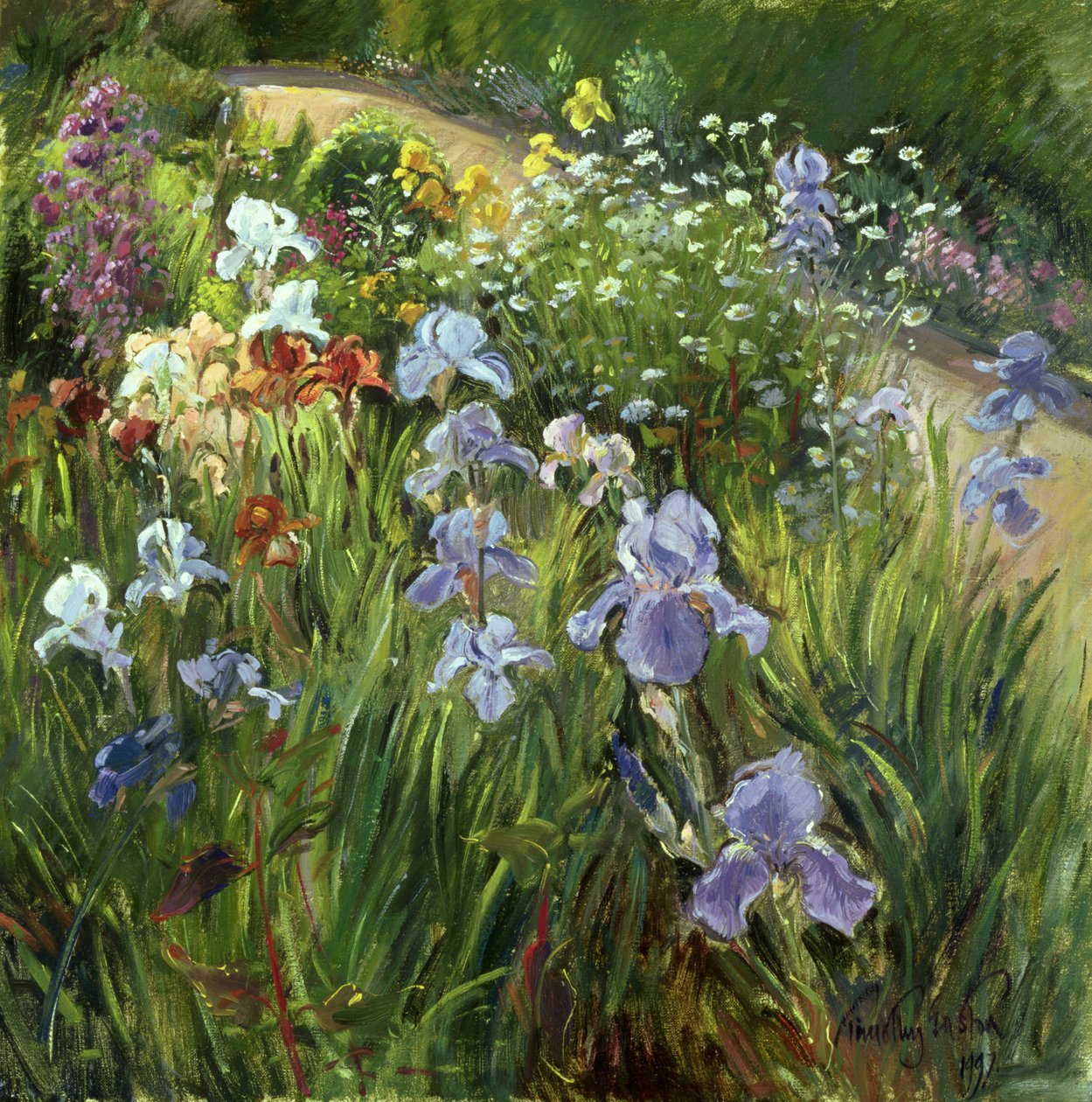 Irises and Oxeye Daisies, 1997 av Timothy Easton