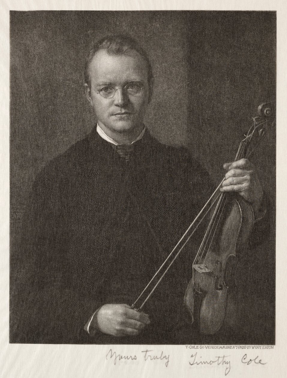 Gamle italienske mestere: Portrett av Timothy Cole Man med fiolin, 1892. av Timothy Cole