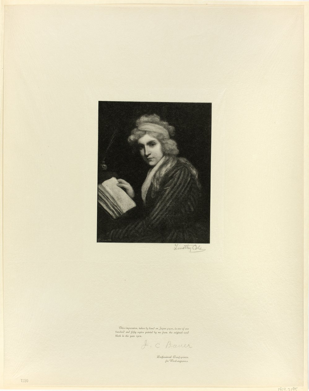 Portrett av Mary Wollstonecraft, fra Old English Masters av Timothy Cole