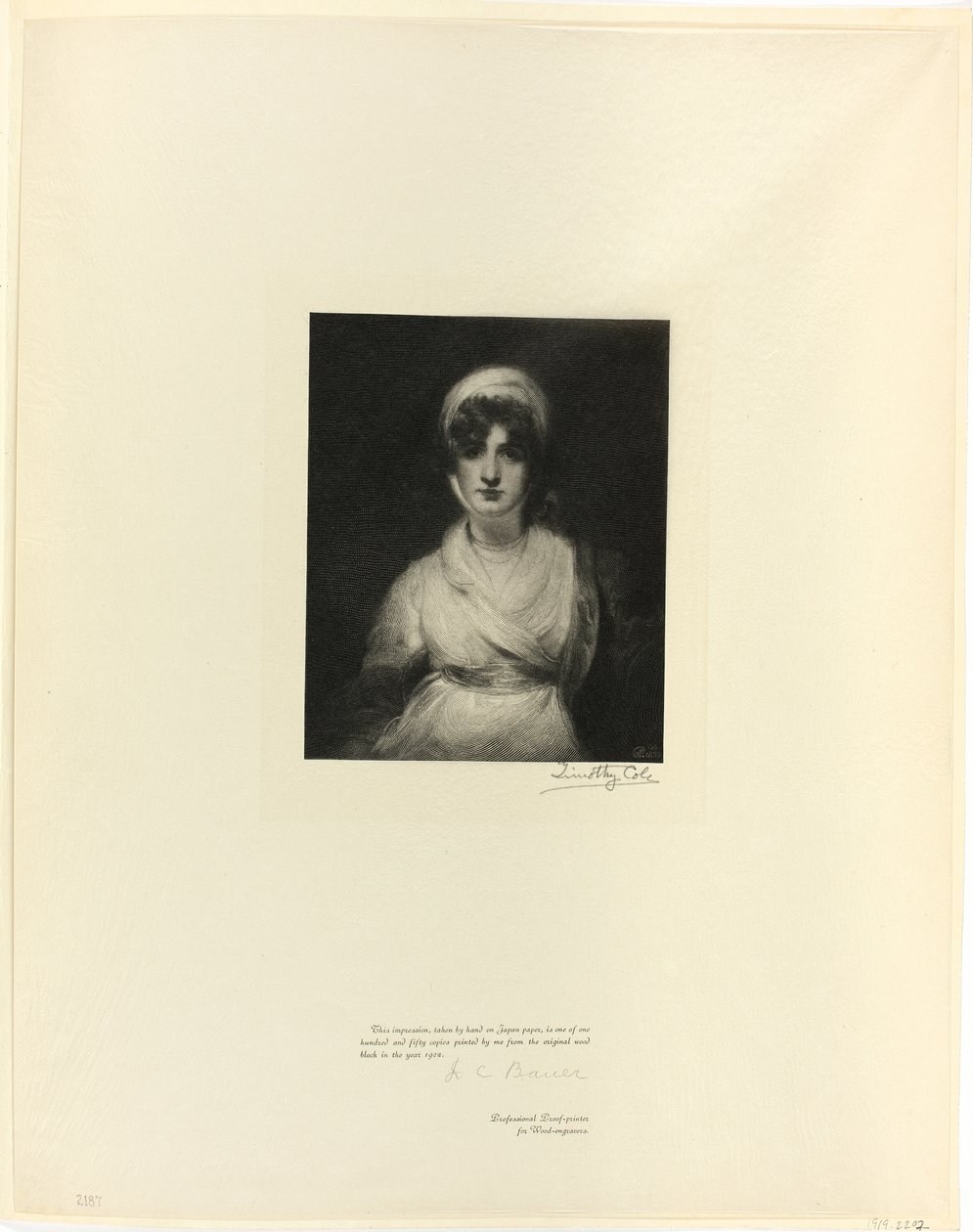 Portrett av fru Siddons, fra Old English Masters av Timothy Cole