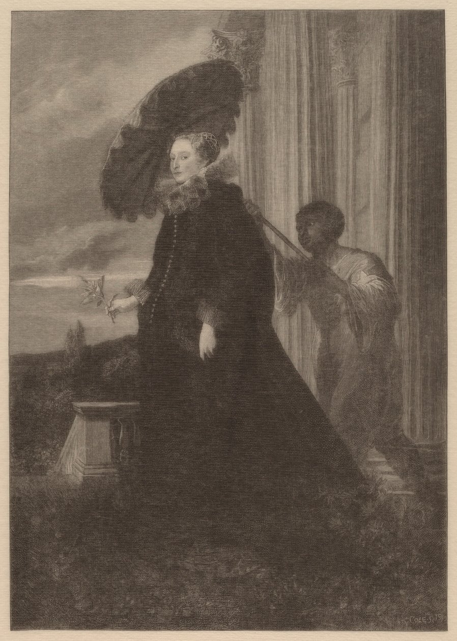 Marchesa Elena Grimaldi, kone til markis Nicola Cattaneo av Timothy Cole after Sir Anthony van Dyck