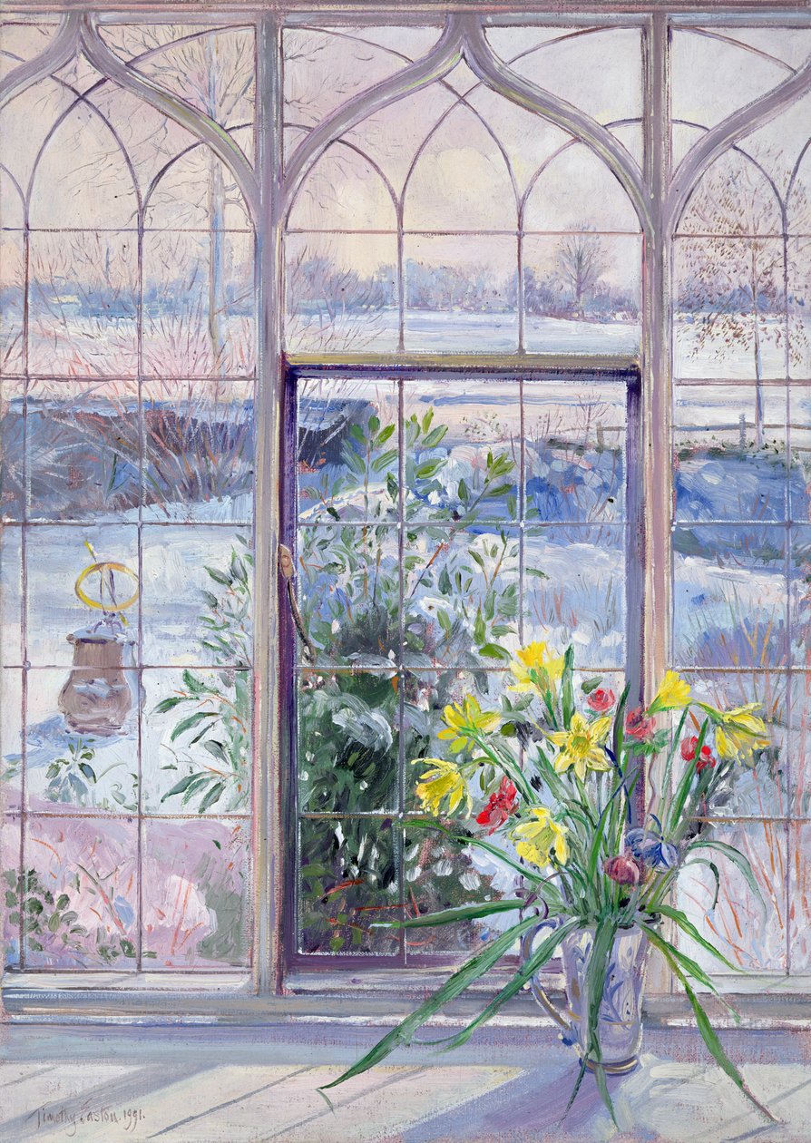Påskeliljer og solur mot snøen av Timothy Easton