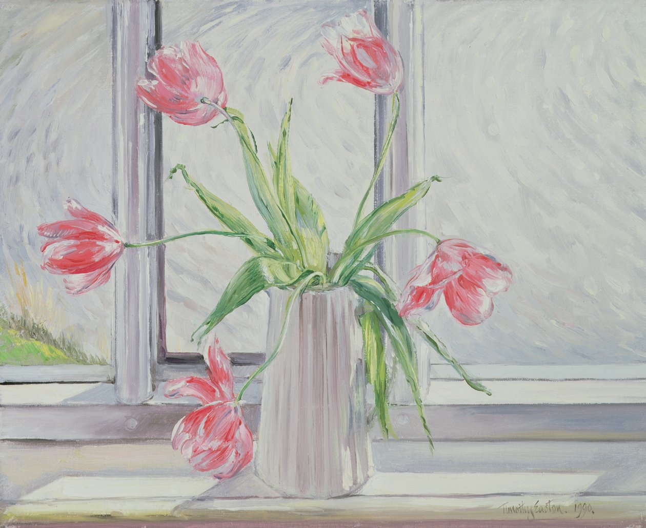 Tulipaner mot bevegelig vann av Timothy Easton