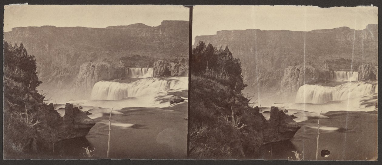 [Shoshone Falls, Snake River, Idaho, utsikt midt på dagen, tilstøtende klippevegger omkring 1.000 fot høye] av Timothy H. O