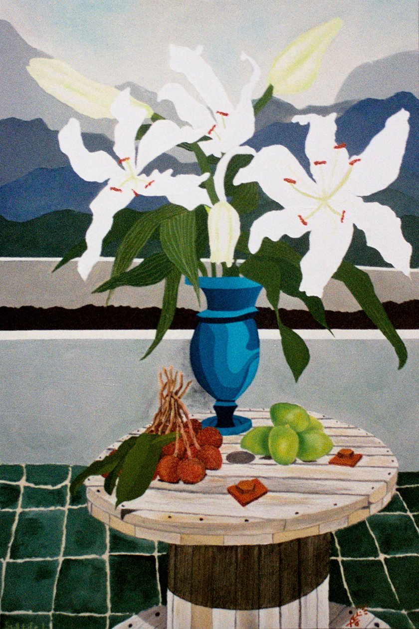 Lilje, lime og litchi, 2004, olje på lerret av Timothy Nathan Joel