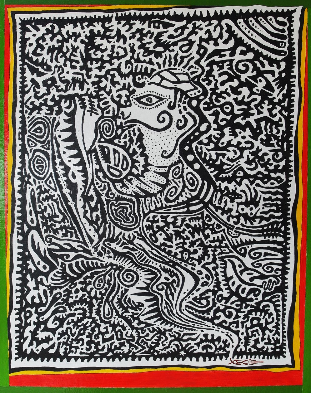 Spirit Genie, 2011, olje på tre av Timothy Nathan Joel