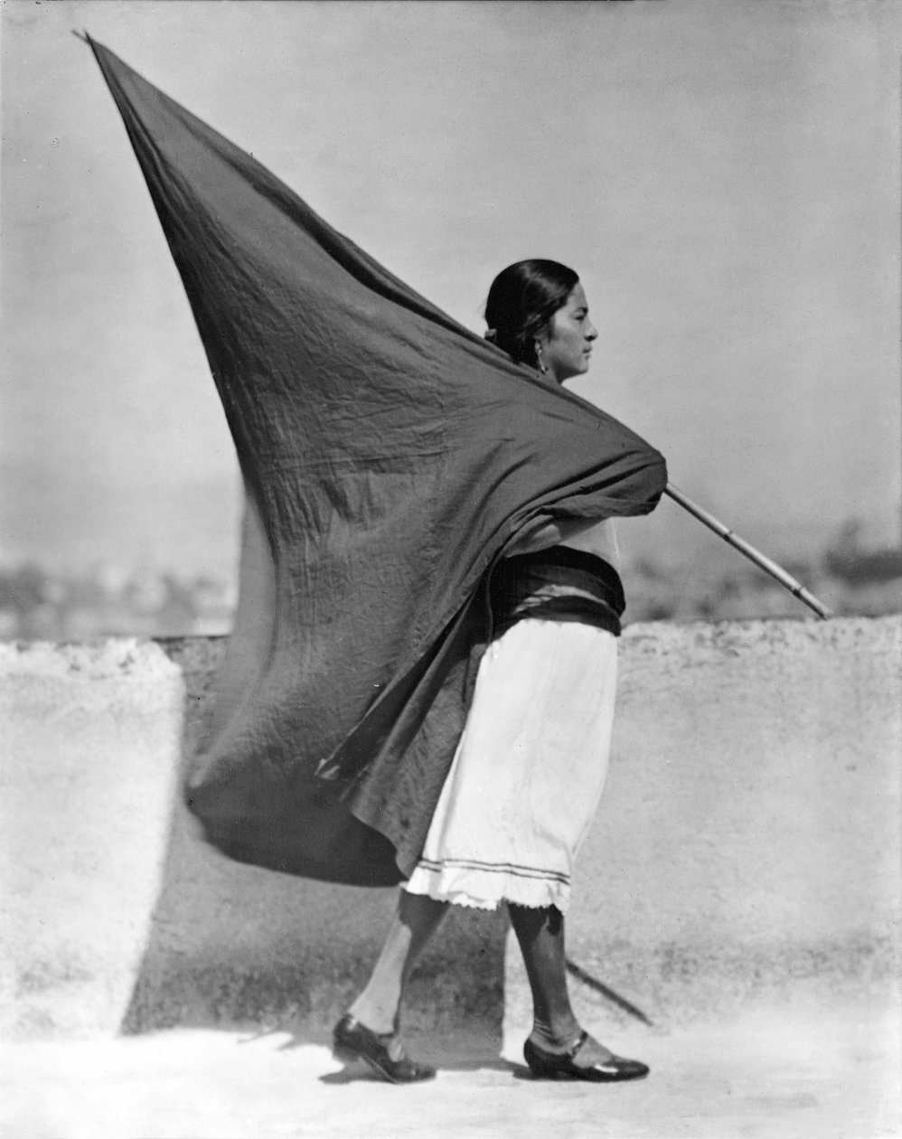 Kvinne med flagg, Mexico City, 1928 av Tina Modotti