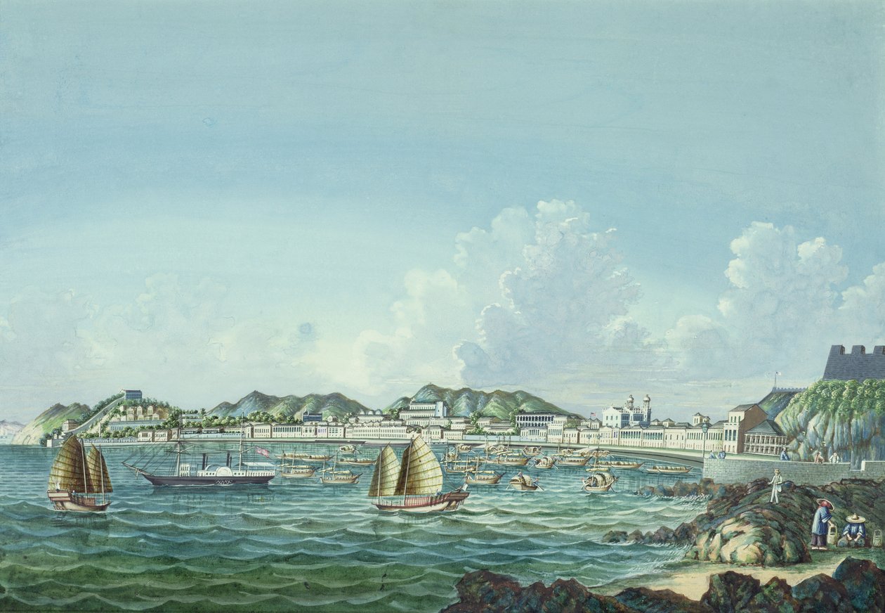 Utsikt over Macao, ca. 1860 (blekk og wc på papir) av Tinqua