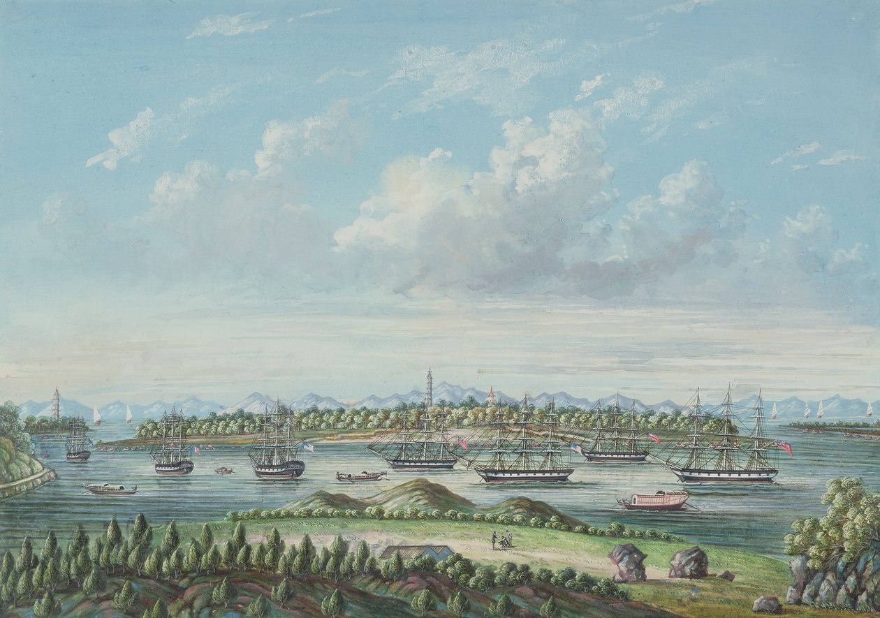 Utsikt over Whampoa, ca. 1860 (blekk og wc på papir) av Tinqua