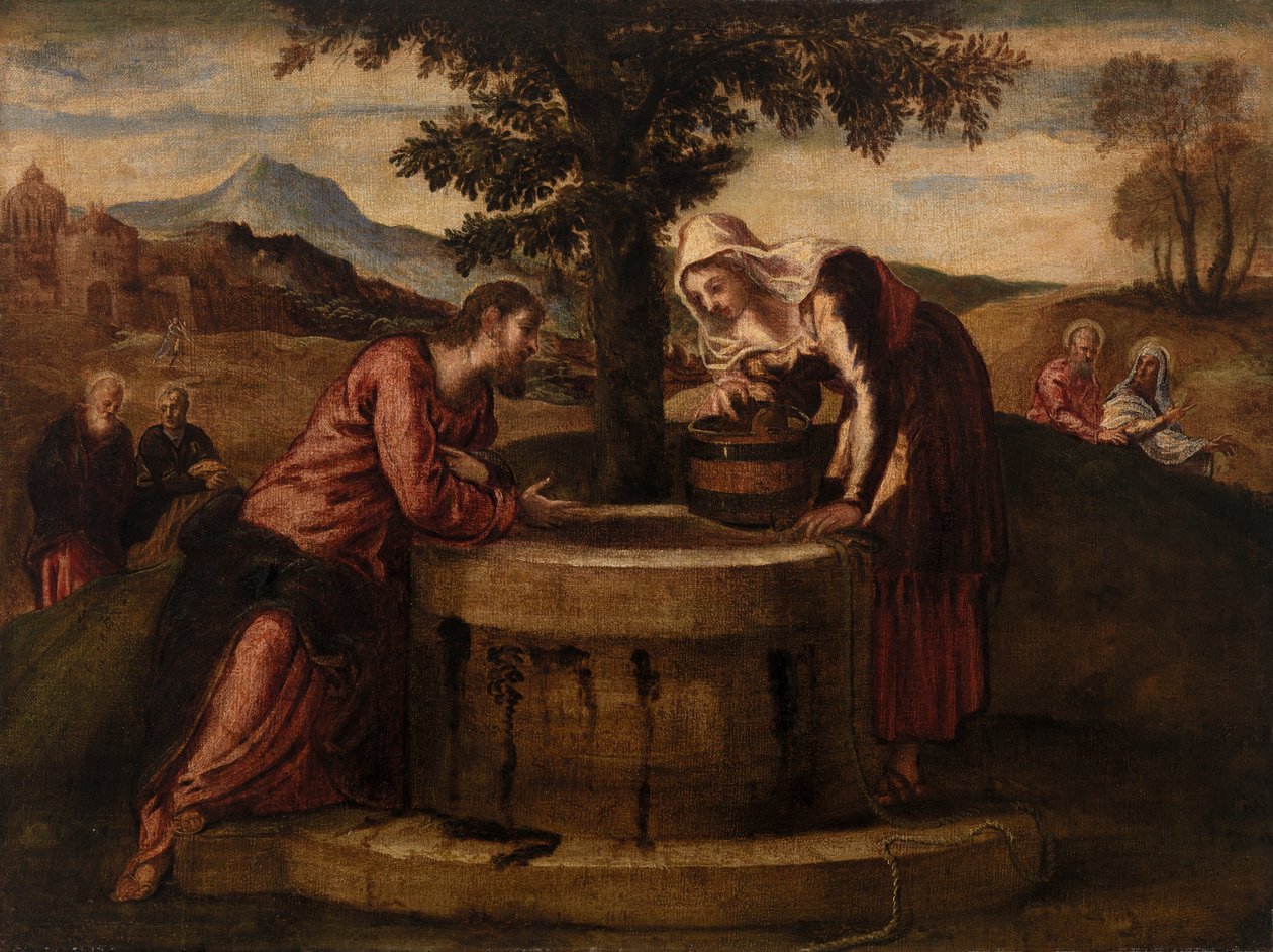 Kristus og kvinnen i Samaria av Tintoretto (Jacopo Robusti)