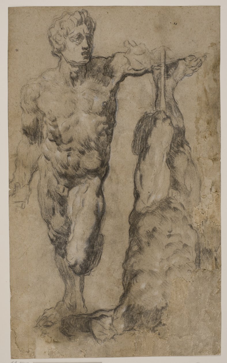 To studier av en skulptur av en mannsfigur av Tintoretto