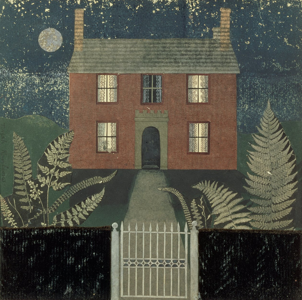 Hus om natten (collage) av Tirzah Ravilious