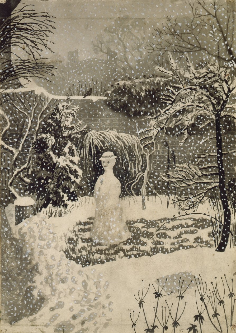 Snow-woman (akvarell) av Tirzah Ravilious