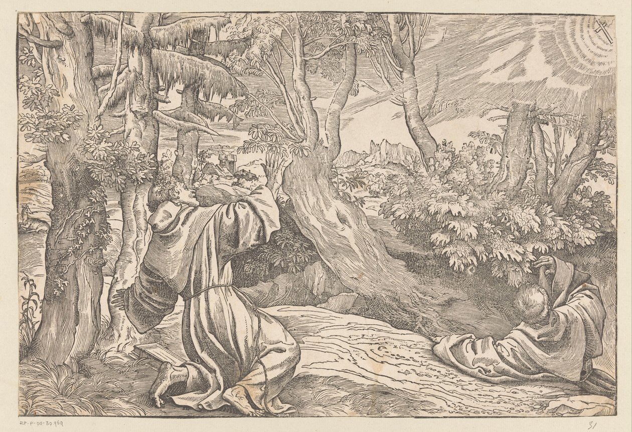 Saint Francis mottar stigmata av Titiaan