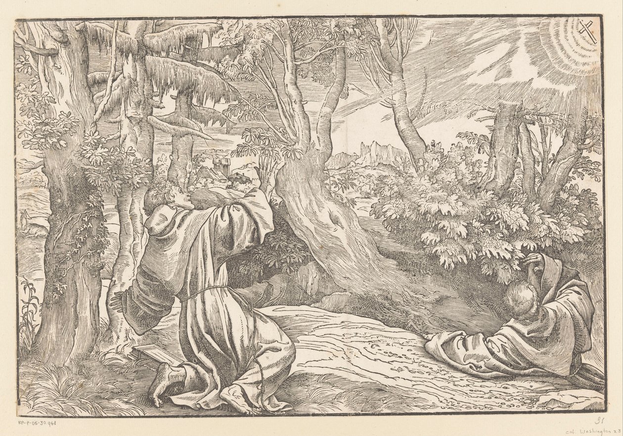 Saint Francis mottar stigmata av Titiaan
